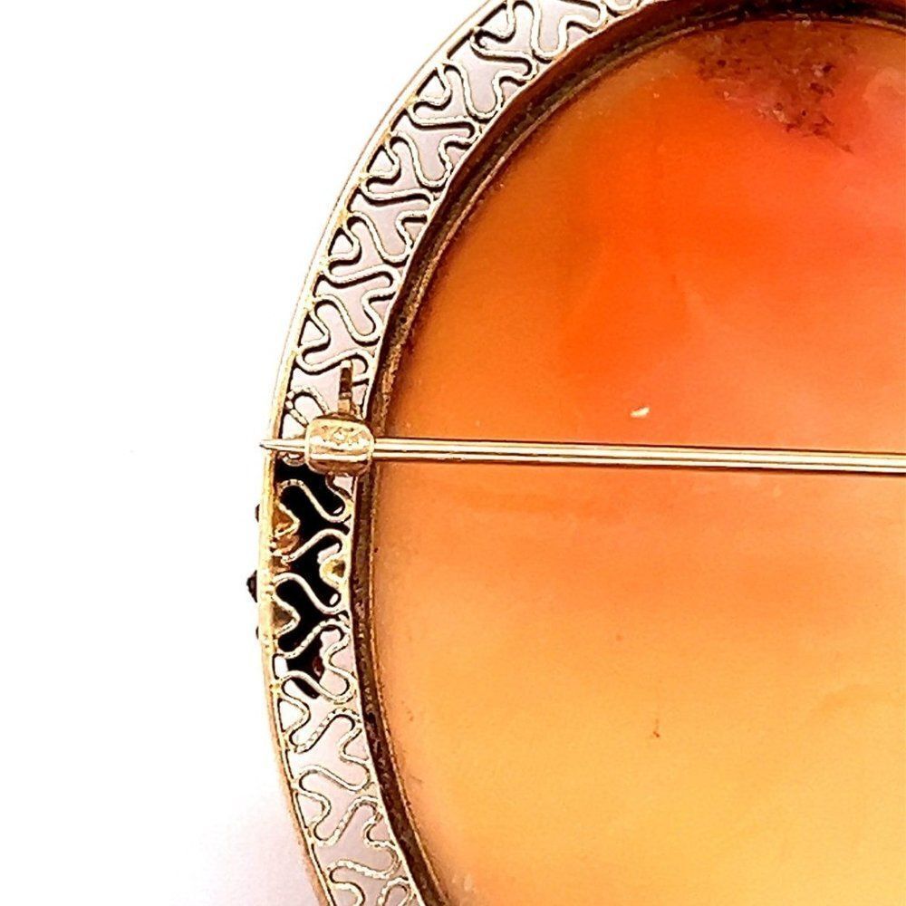 STUNNING, Solid 14 K GOLD Vintage, LARGE Cameo Pendant/Brooch - Picture 4 of 7